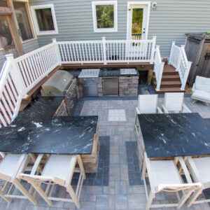 Noire Soapstone/Slate Outdoor Surround, Bar, Grill, Island, and Fire Pit 